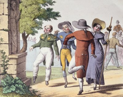 رقص القديس فيتوس ، من ألبوم Comique de Pathologie Pittoresque ، 1823 بواسطة لانجلوم